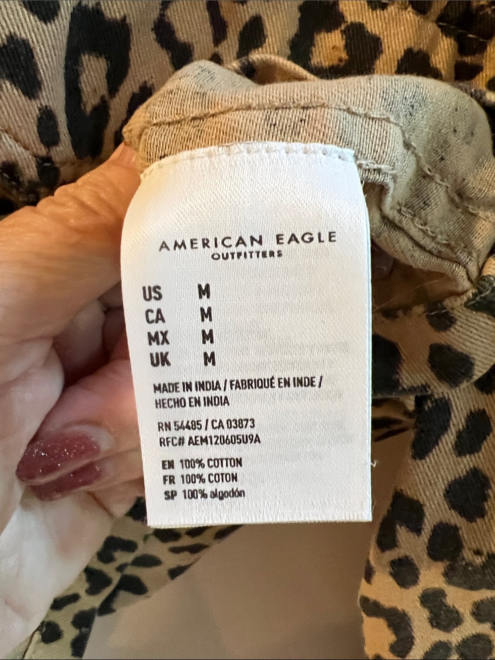 American Eagle Outfitters Leopard Print Jean Jacket - Tan & Black Size Medium - Picture 7 of 8